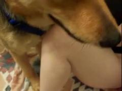 The filthy MILF gets banged by a lusty K9 in this extreme homemade bestiality film - zoo porn dog sex, zoophilia